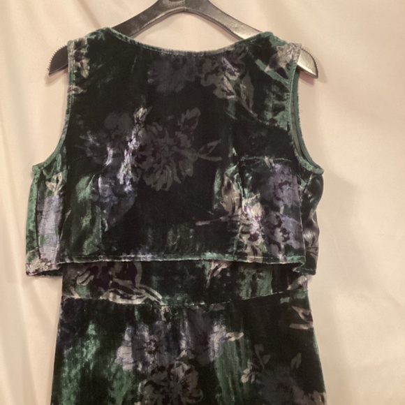 Eva Franco Anthropologie forest green velvet Floral maxi dress Special Occasion - Picture 6 of 10